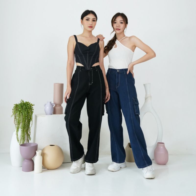 Cargo Denim Pocket Pants