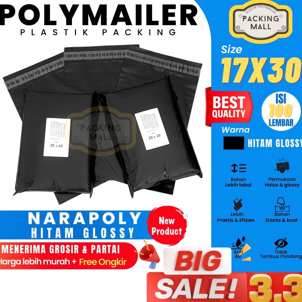 

Dapatkan Plastik Packing HITAM GLOSSY 17x30 CM / Plastik Packing / Plastik Olshop isi 100 lembar