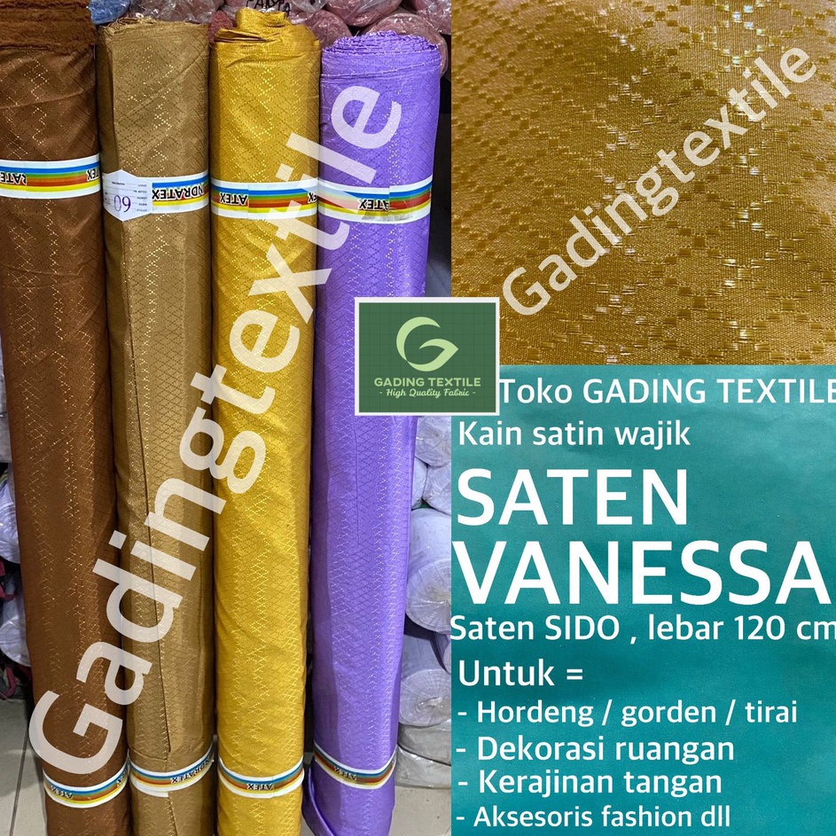 ☍✭✽ ( per setengah meter ) kain SATEN VANESSA satin wajik sido meteran lebar 120 cm bahan tirai gord