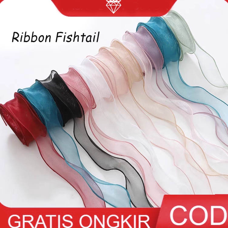 

Pro Sellerm3M7y 3METER Pita Ribbon Fishtail 4cm - Pita Gelombang - Pita Kado PS016