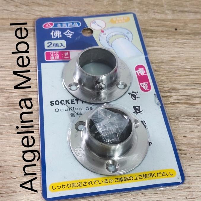 &<&<&<&] Bracket Topi Pipa Bulat 3/4" STAINLESS - Braket Penyangga Pipa 19 mm