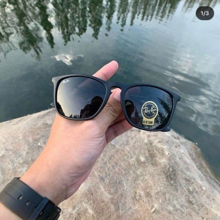 Kacamata Rayban Chris 4187 Lensa Kaca Asli Anti UV400 - hitam doff All Size