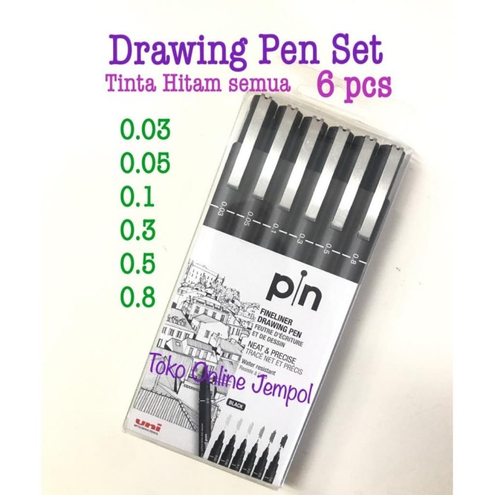 

Hitam Set 6 Buah Fineliner Drawing Pen Pin Hitam 234600 Pen Atk0866Un Terbaru