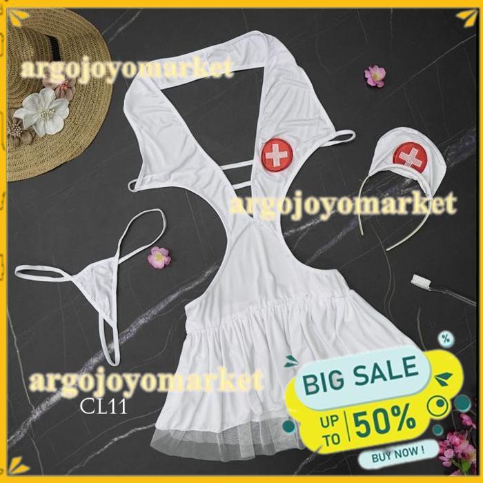 SEXY DRESS COSTUME LINGERIE COSPLAY KOSTUM PERAWAT NURSE SEKSI CL11 BAHAN BERKUALITAS