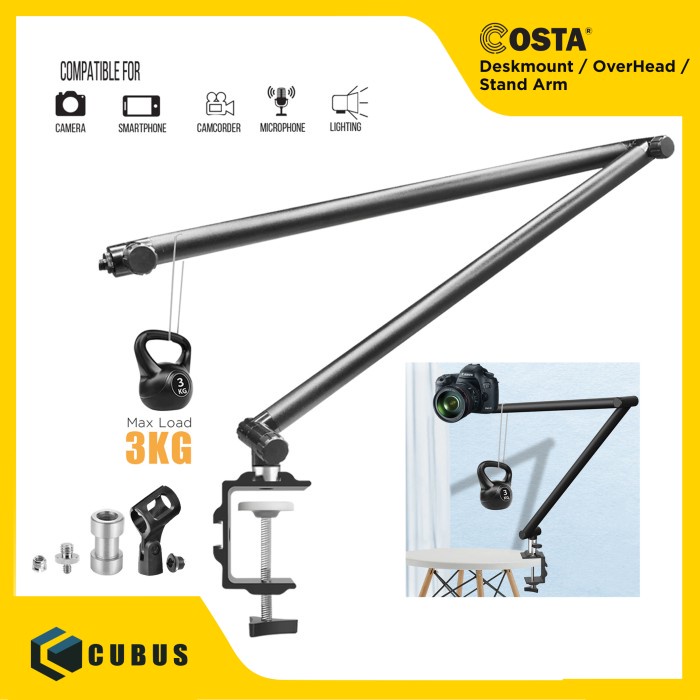 COSTA CB-A2 BOOM ARM/OVERHEAD/TABLE STAND ARM DSLR KAMERA,HP,LIGHT,MIC