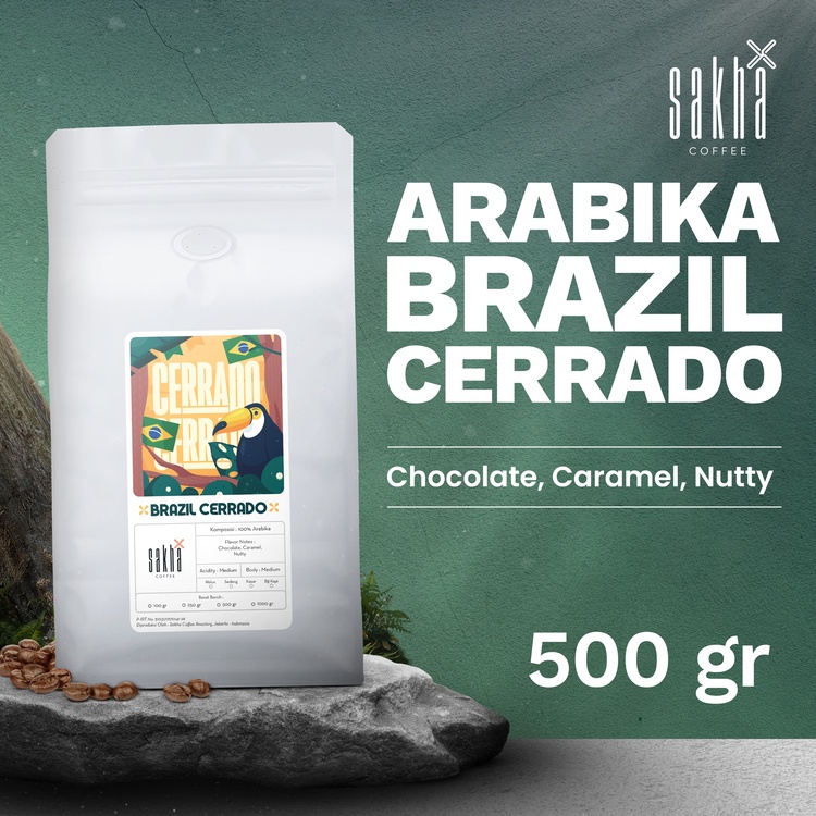 

Biji Kopi Bubuk Arabika Brazil Cerrado 500gr Arabica Coffee Beans Espresso Coffe