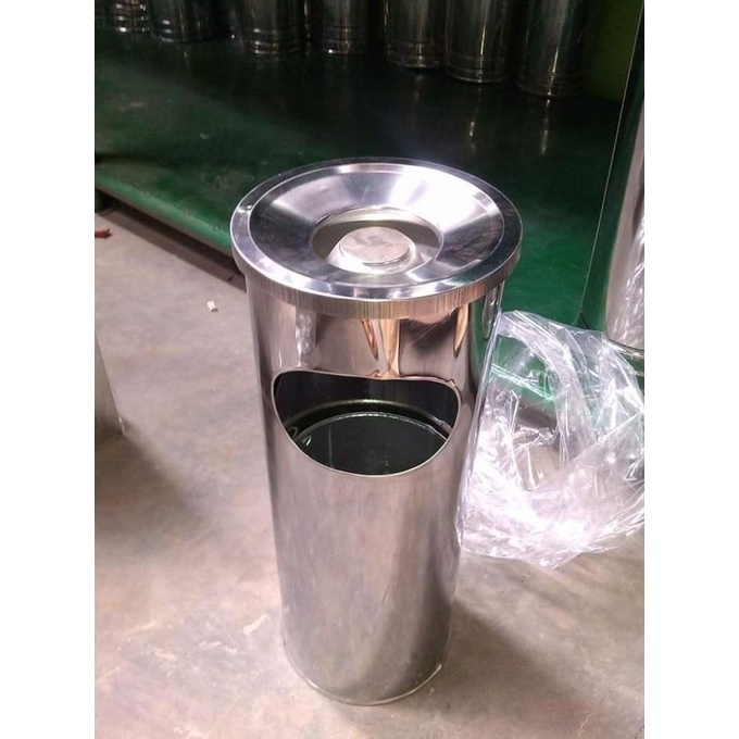 Tempat Sampah Asbak Stainless | Tong Sampah Asbak Stainless