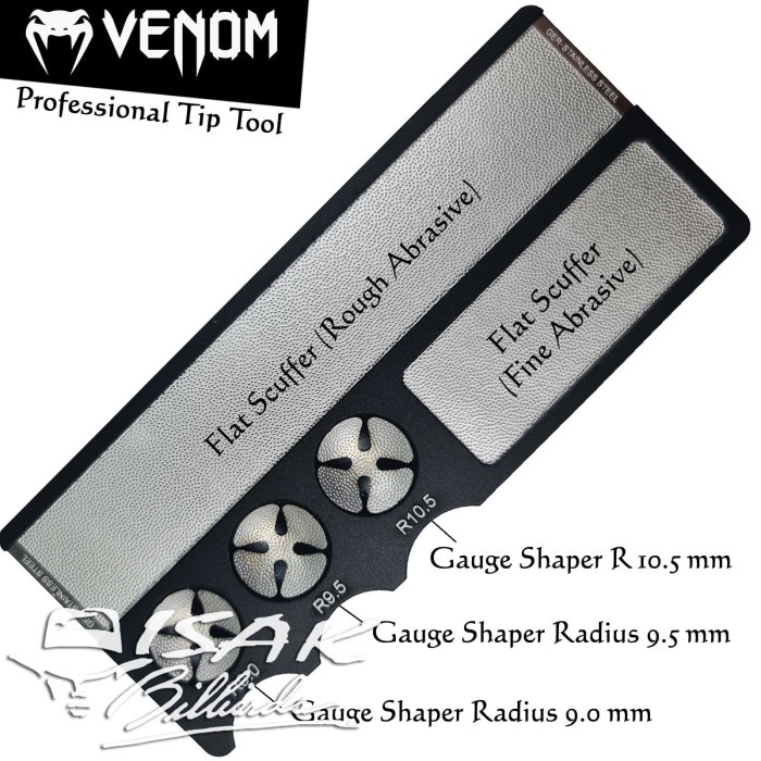 Venom Professional Cue Tip Tool - Shaper Scuffer Stick Billiard Biliar