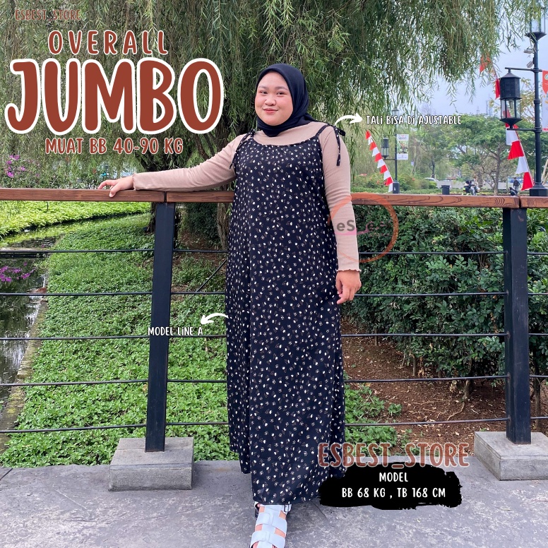 7.7 Terlaris OVERALL JUMBO XXXL / JISOO OVERALL OUTER DRESS POLOS KOREAN LOOK MAYUNG MUSLIM JUMBO XX