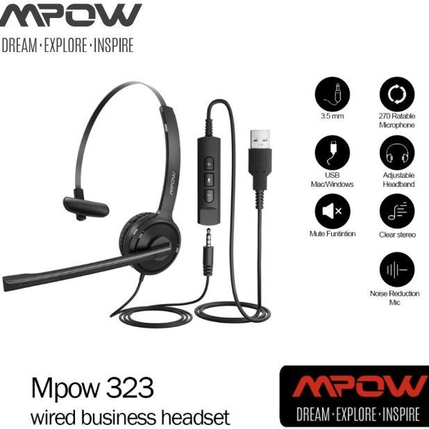 SALE Mpow 323 wired business headset TERMURAH