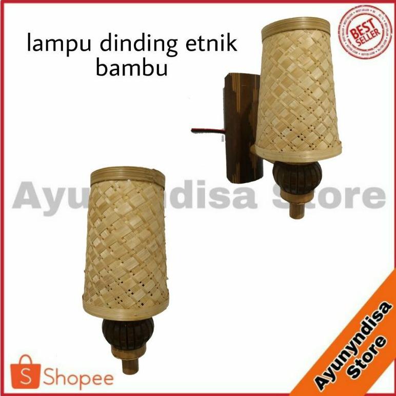 Hiasan tempel lampu dari bambu/ hiasan dinding tempel lampu bambu unik/kap bambu