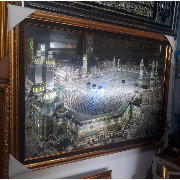 HIASAN DINDING KABAH dengan LAMPU dan MUROTAL QU'RAN ukuran BESAR Dekorasi Islami