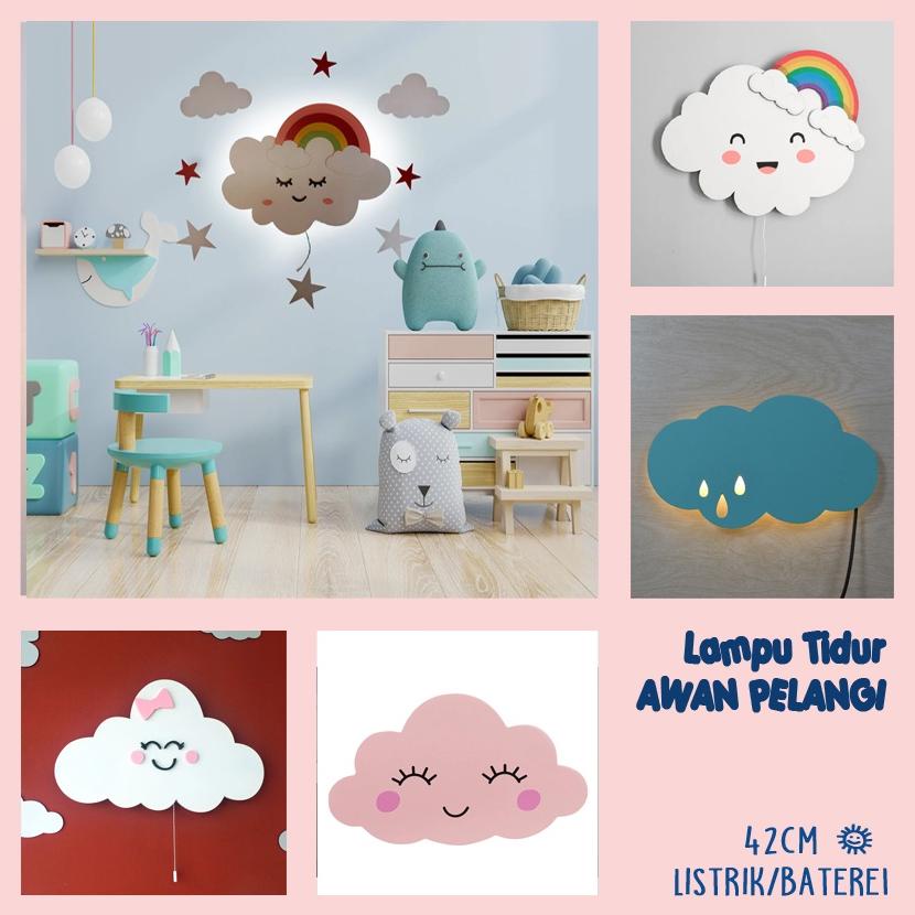 Lampu Awan Pelangi Hiasan Dinding Lampu Tidur LED Besar Walldecor LED Awan Pelangi