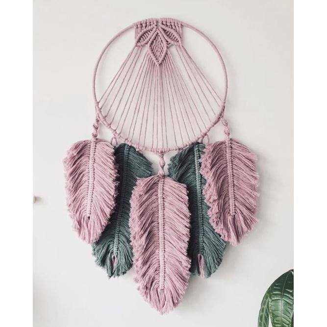 READY STOK) macrame hiasan dinding daun warna / macrame wall hanging/ dekorasi rumah