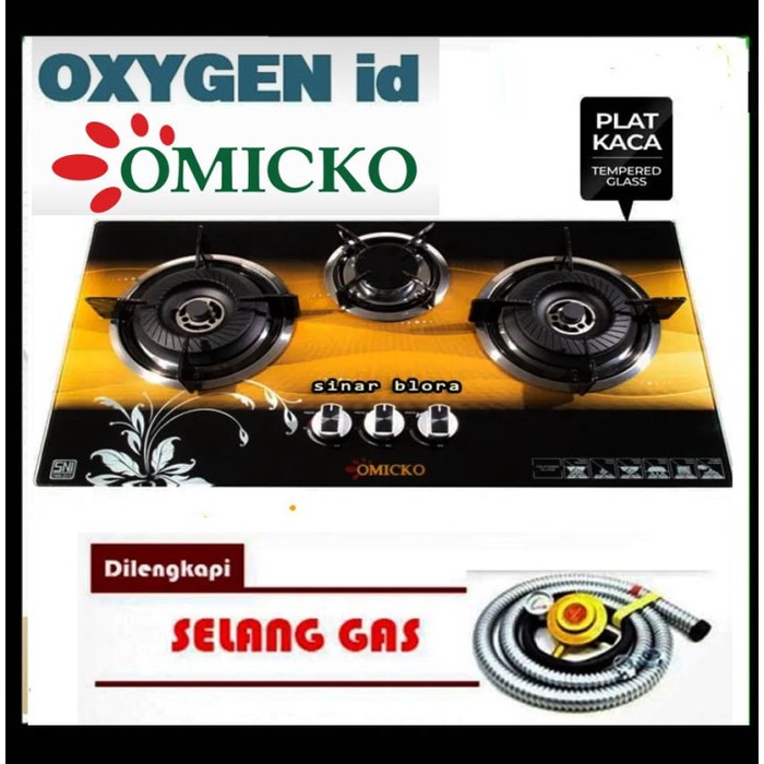 Kompor Gas Kaca Omicko 2 Tungku Omicko 3 Tungku - Tanam & Biasa