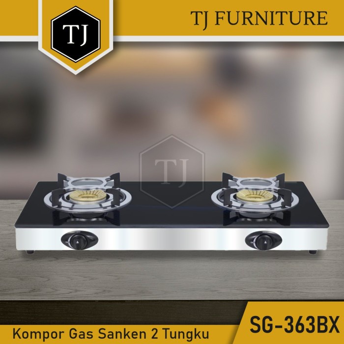 Sanken Kompor Gas Tempered Glass 2 Tungku Sg 363 Bx / Sg 363Bx