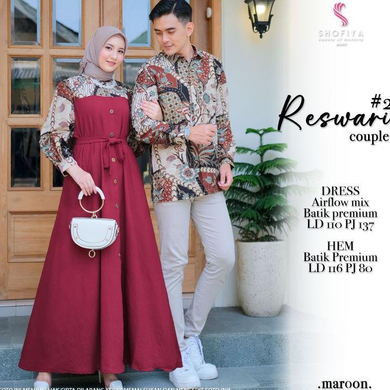 BEST SELLER [ NEW ] BAJU COUPLE PRIA & WANITA FASHION MUSLIM// RESWARI COUPLE BY SHOFIYA banana