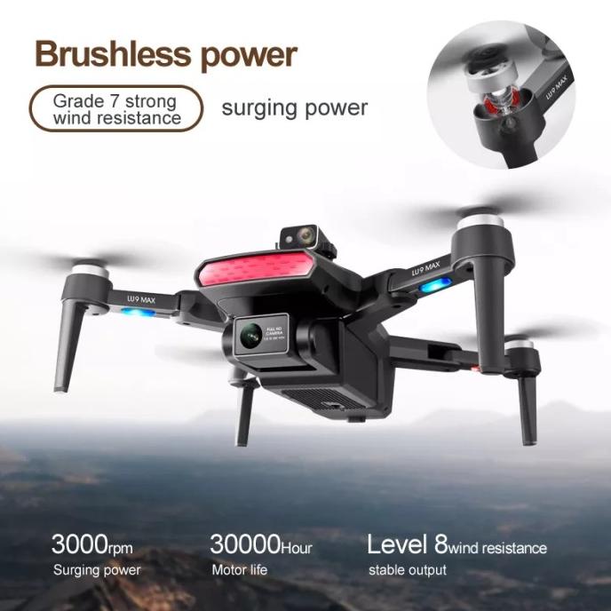 Lu9 Max Drone 8K Dual Camera Gps Brushless 5Km Sensor Anti Tabrak