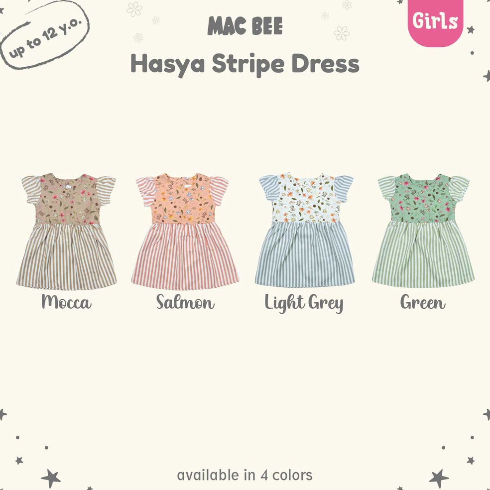 HARGA TERMURAH MacBee Baju Anak Perempuan Dress Anak Princess Collection Hasya Stripe 6 bulan - 12 T