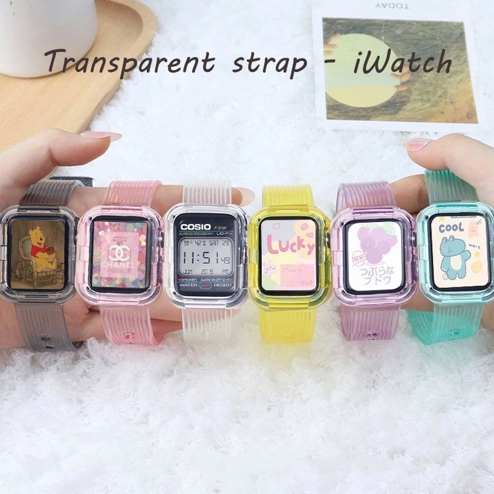 Booming.. Tali✅Transparent Strap Watch Transparent Strap For Apple Watch T55 T500 HW12 HW16 HW22 Ser