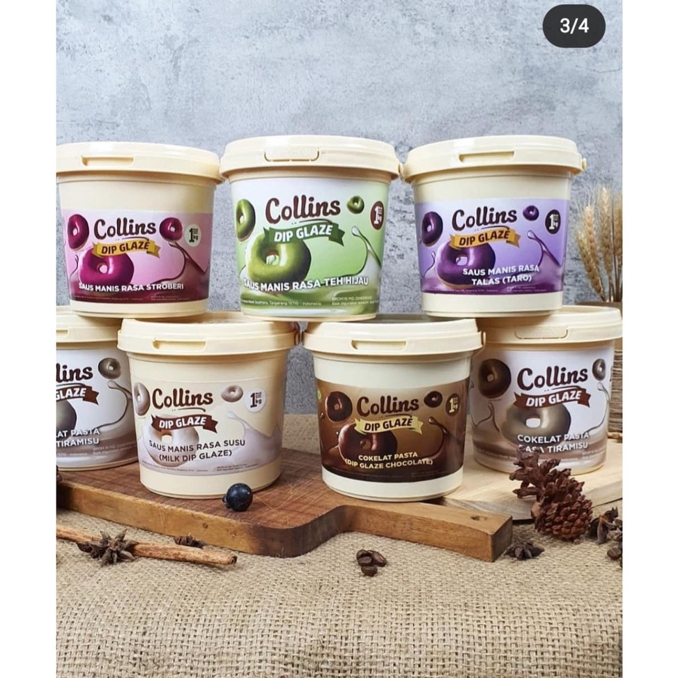 

10.10 HARGA GROSIR Collins Dip Glaze 1kg - Dipping Coklat HALAL Topping Donat Pisang Nuget