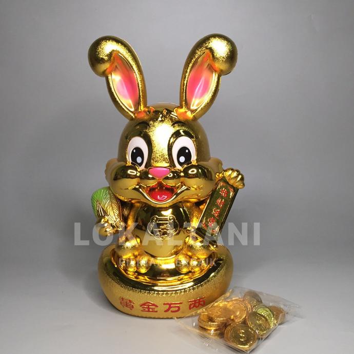 Celengan Kelinci Emas Isi Coklat Koin/Celengan-Coklat Koin Emas Imlek