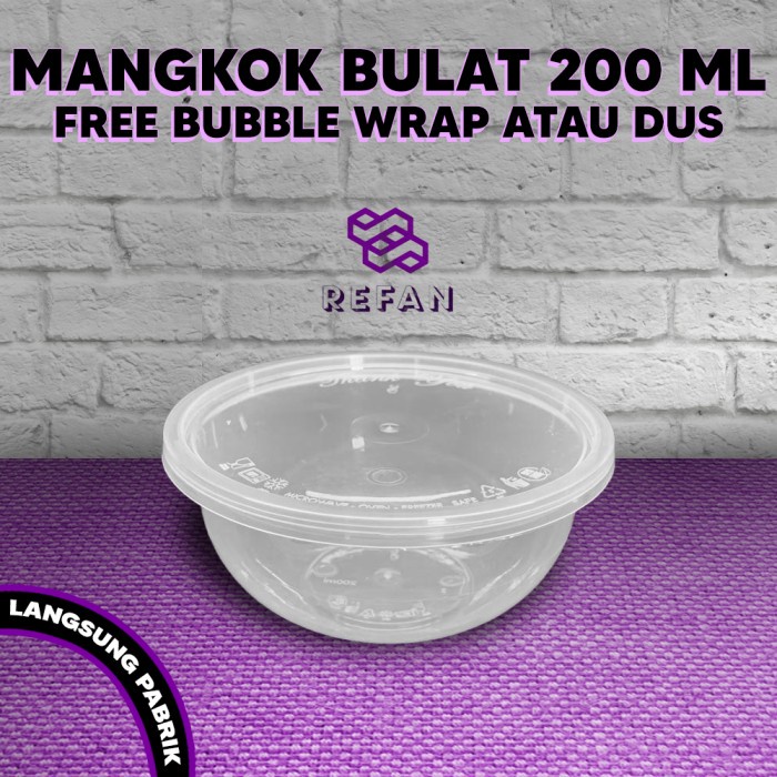 Murah Mangkok Plastik 200 ml Thinwall / Tempat Kotak Makan Nasi Cup Puding NON COD