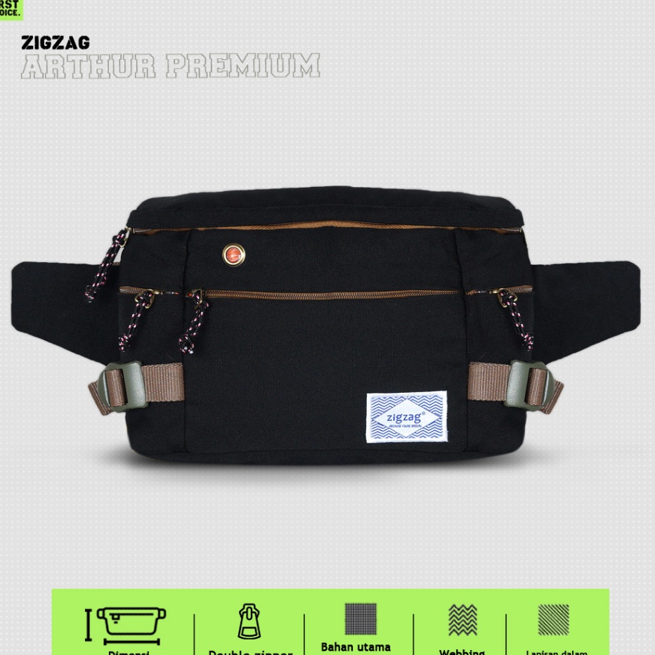 Ready Stock ZIGZAG Tas Waistbag Pria Arthur / Tas Selempang Pria / Tas WaistBag Pria