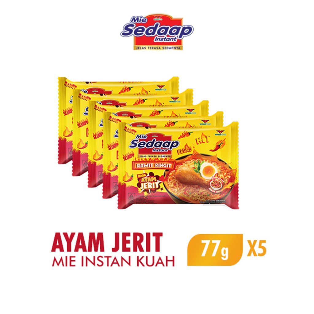 

Sedaap Mie Instan ayam Jerit Rawit 77g 5 Pcs