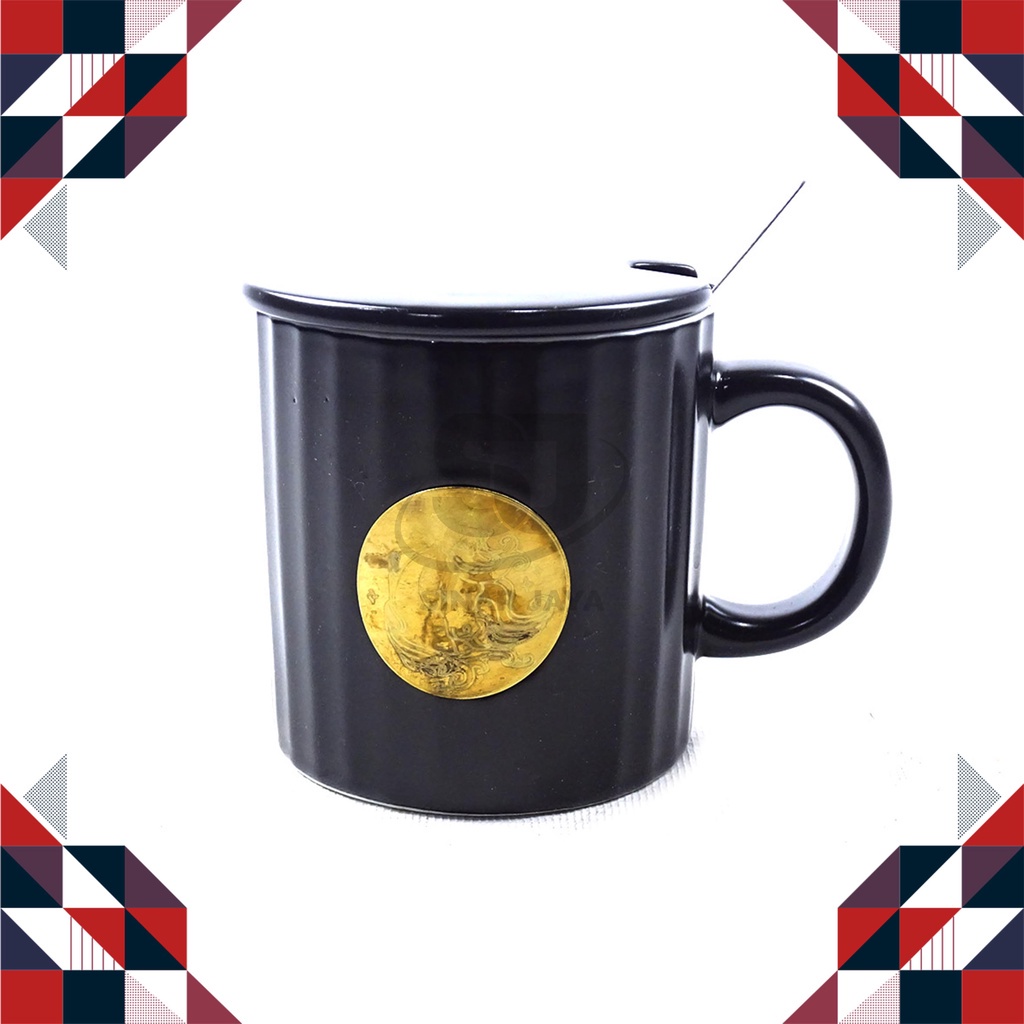 Mug Keramik Cantik/Mug Gagang Keramik/Mug TTP+Sendok Japan XS8191-2