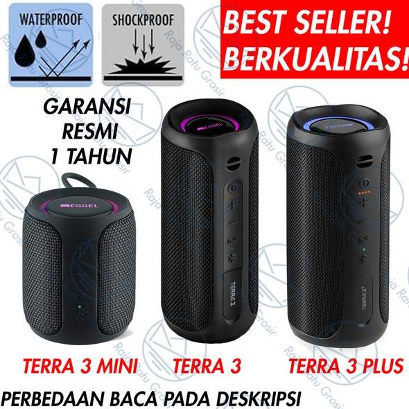 EGGEL TERRA 3 SPEAKER WIRELESS BLUETOOTH PORTABLE WATERPROOF TRAVEL BASS OUTDOOR ANTI AIR ORIGINAL A
