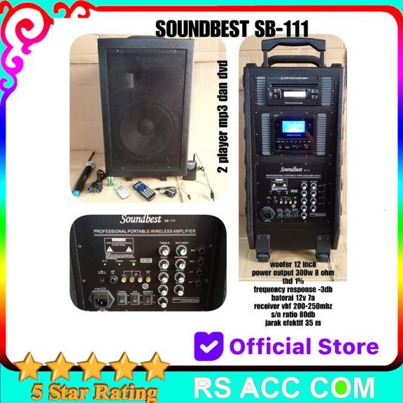FREE ONGKIR Speaker Portable Soundbest SB 111 - 12 Inch With DVD - USB - FM Radio