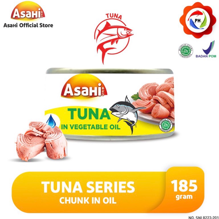 

YKPB4305 Asahi tuna kaleng 185g dalam minyak- daging UTUH BUKAN SERPIHAN