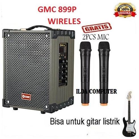 Speaker Portable GMC 899P Bluetooth Karaoke 2 Mic Wireless High Power