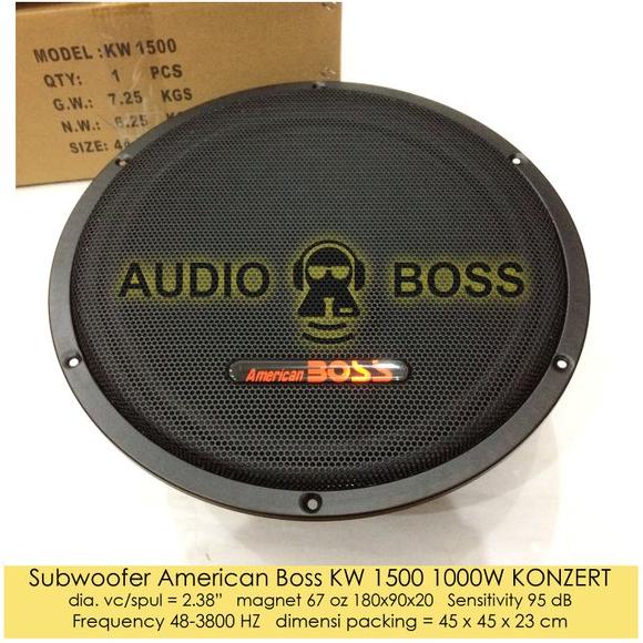 JTR Subwoofer American Boss 15 Inch 1000 Watt KW1500 KW 1500 Americanboss 15inch 15 in 15in 1000W 10