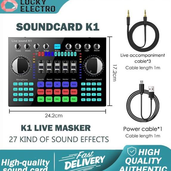 Sound Card Soundcard K1 Live Audio Mixer Bluetooth PC Video Recording Broadcast