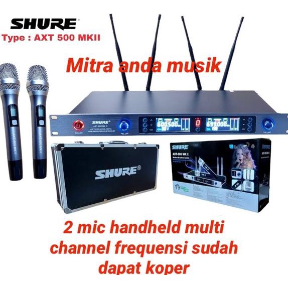 DISKON mic microphone wireless uhf shure axt500mk2 2 mic handheld