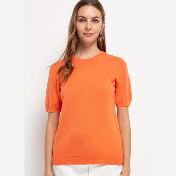 Giordano Short Sleeve Sweater Wanita Flamingo