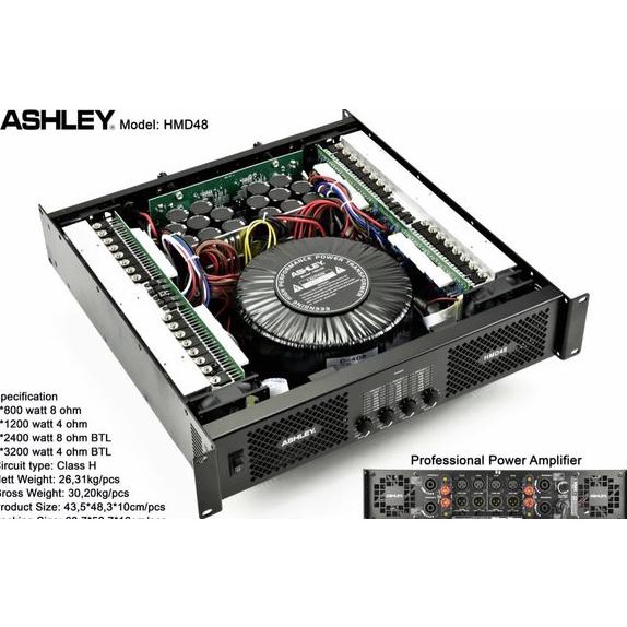 power amplifier ashley hmd48 1200watt x 4 profesional
