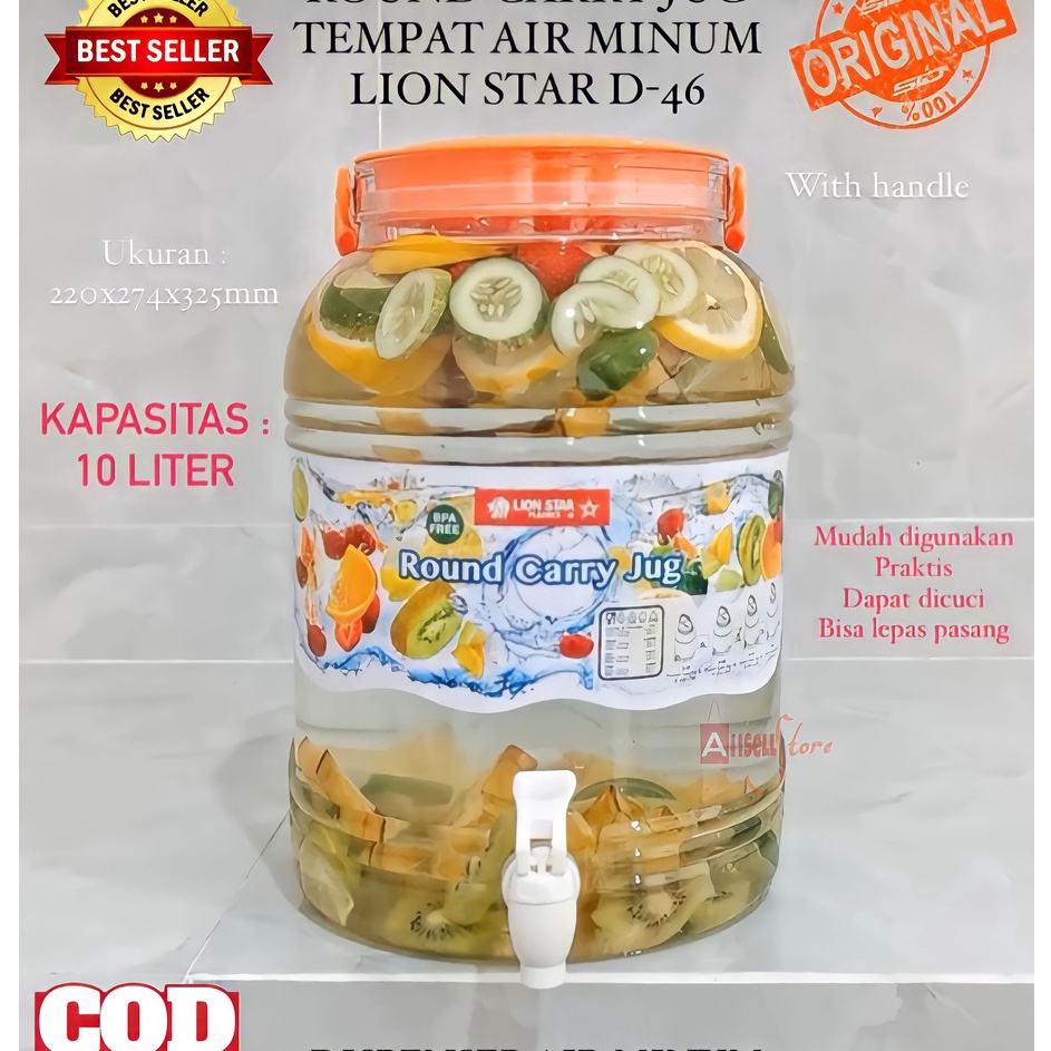 Best Seller ( BISA COD ) PROMO DISPENSER AIR MINUM / ROUND CARRY JUG LION STAR 10 LITER / GALON AIR 