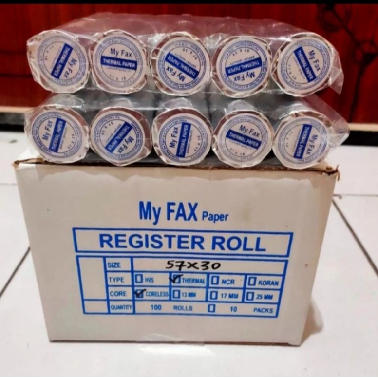 

NVSR9936 Kertas thermal murah ukuran 58x31mm paket 10 pcs untuk mesin printer ukuran 58mm