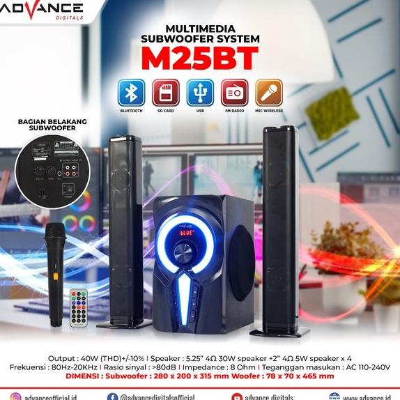 TERMURAH SPEAKER AKTIF ADVANCE M25BT BLUETOOTH SPEAKER KARAOKE 2.1CH