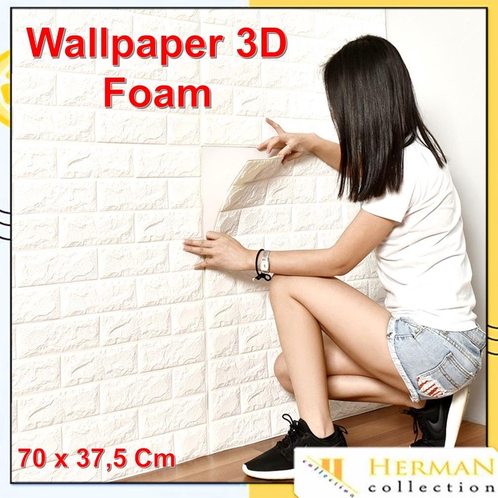 Diskon Hc Wallpaper Dinding Foam 3D Motif Batu Bata Polos Star Ukuran 37.5  X 70 Cm Waterproof Brick