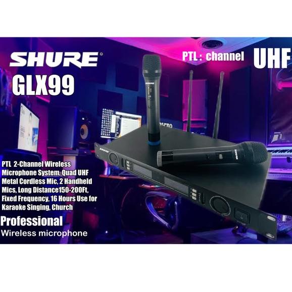 TERMURAH MIC WIRELESS LIVE VOCAL SHURE GLX99 200CHANNEL 300 METER