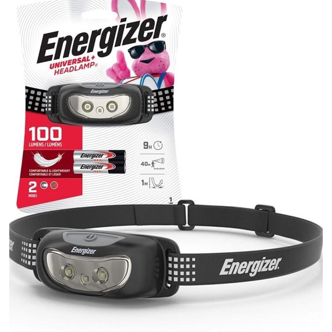 Headlamp Energizer 100 Lumens + 2 Baterai alkaline AAA / A3