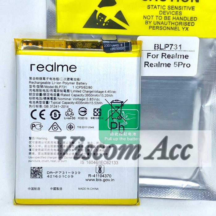 Baterai Realme 5pro original blp 731 Realme 5 pro