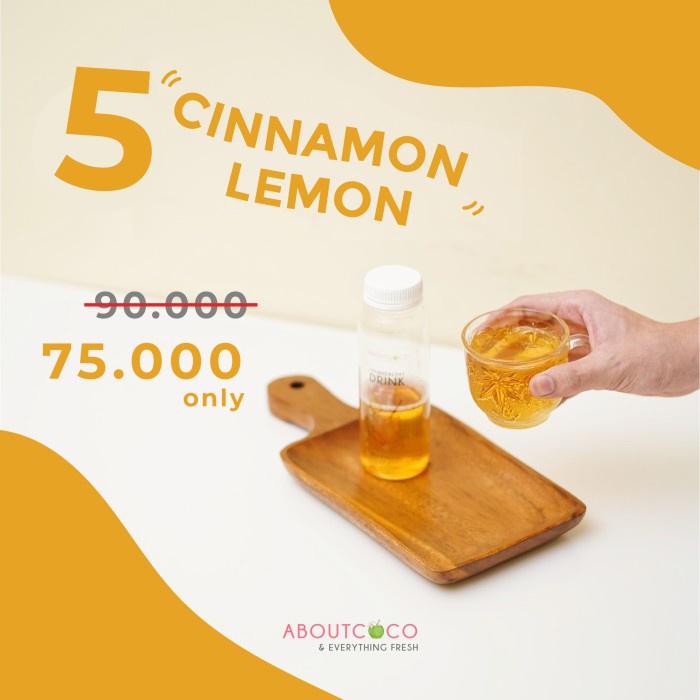 

5 x AboutCoco 100% Healthy Drinks Cinnamon Lemon 250 ml Bottle
