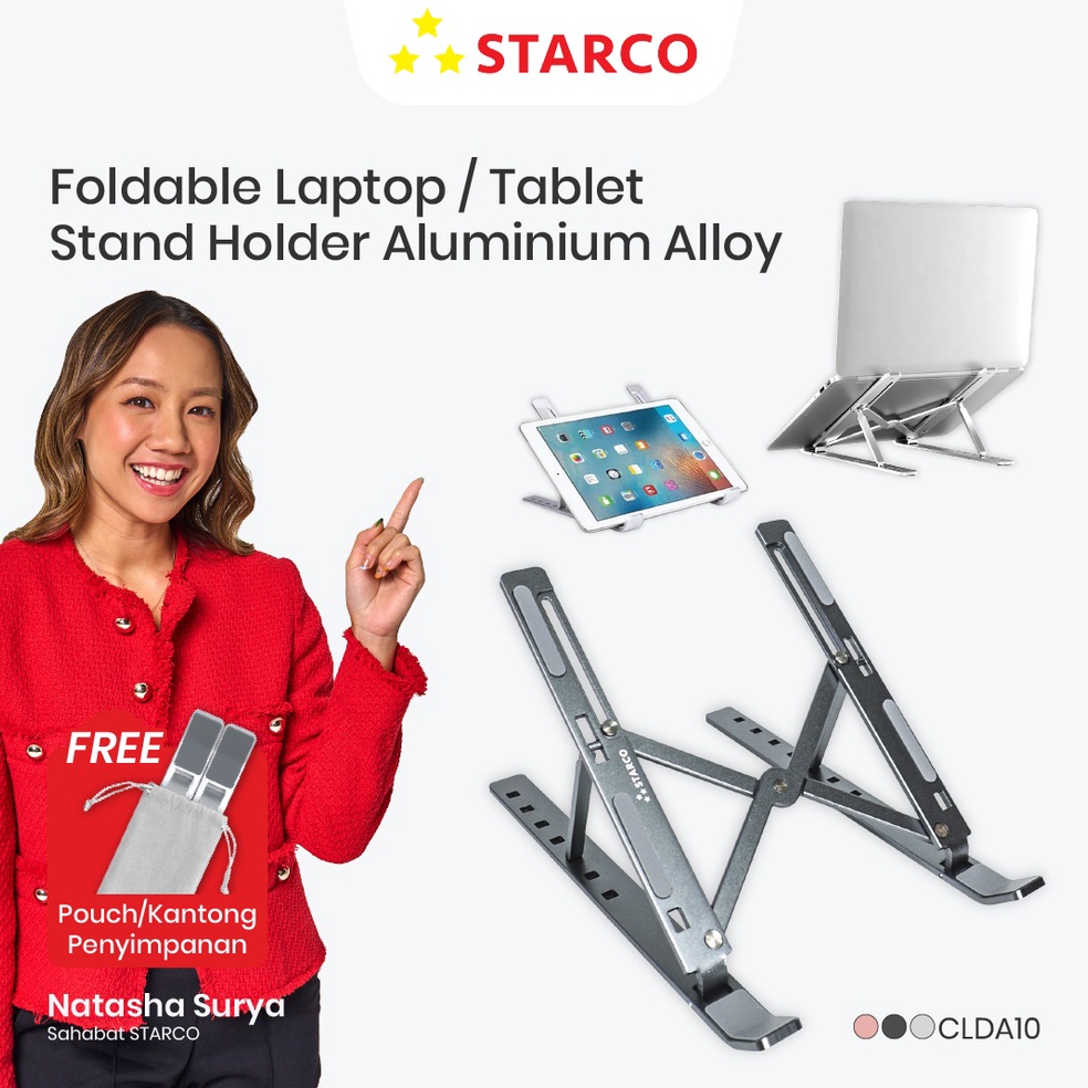 STOK TERBARU Starco Tablet Stand Laptop Stand Holder Dudukan Laptop Aluminium Alloy