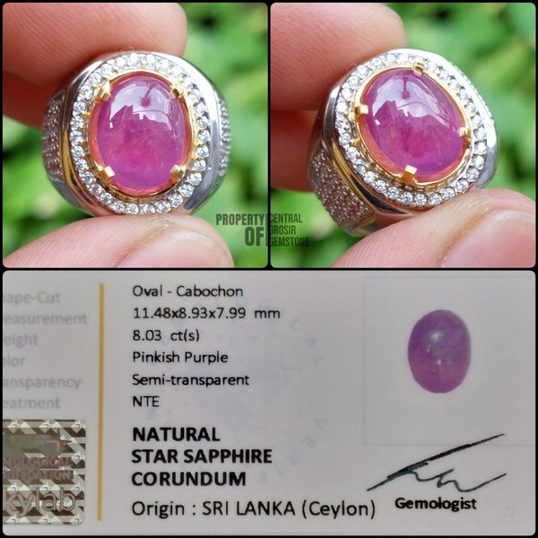 Natural Pink Star Sapphire No Heat Ceylon Srilanka Batu Safir Ruby Ori
