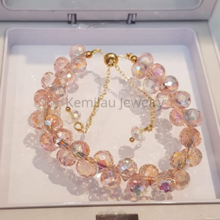 HARGA TERMURAH Gelang Batu Merah / gelang titanium batu kristal 4